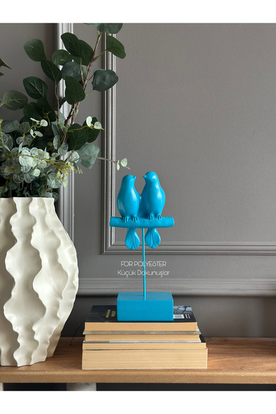 FOR POLYESTER Küçük Dokunuşlar Dekoratif Kuşlu Biblo Mavi/Masa-Sehpa Üstü Aks...