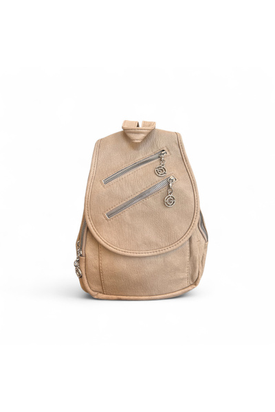 Rose Suni yumuşak deri krem sırt çantası Yeni model 5 gözlü