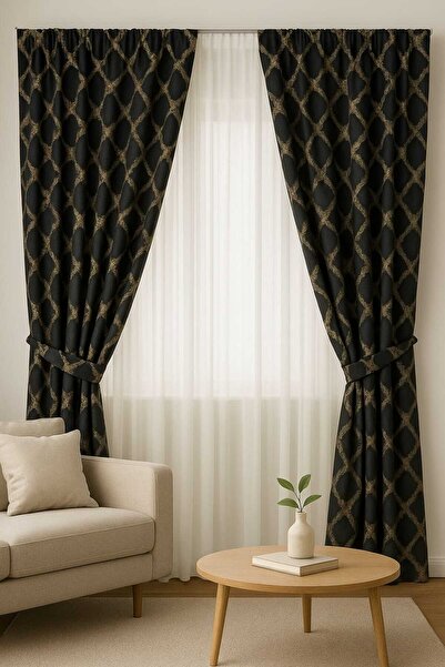 Taç Ağır Gramajlı Lüx Fon Perde(DÜZ DİKİM PİLESİZ AYARLANABİLİR PİLE KOL BAĞI...