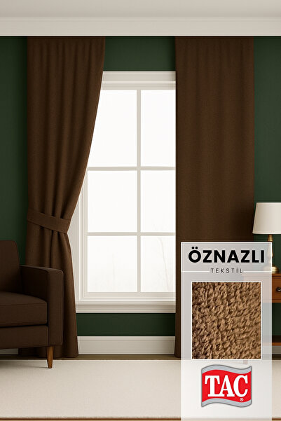 Taç Kahve Şönil Dokulu Fon Perde – Düz Dikim – Ekstraforlu Büzgülü – Kol Bağı...