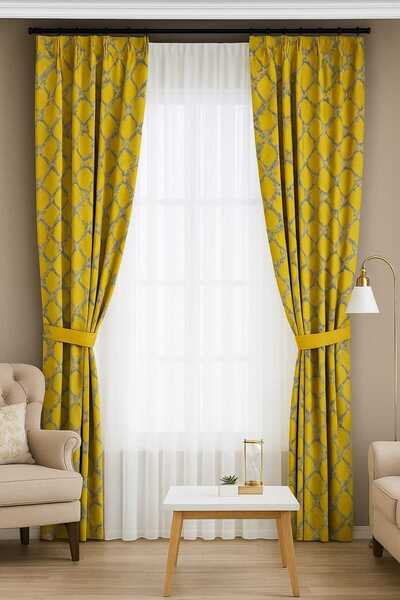 Taç Ağır Gramajlı Lüx Fon Perde(DÜZ DİKİM PİLESİZ AYARLANABİLİR PİLE KOL BAĞI...