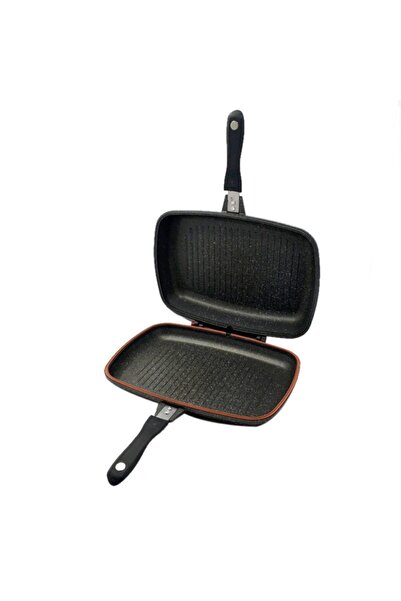 Özkent Granite Double Sided Twin Meat Fish Grill Pan 36 Cm