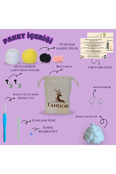 Tandor Amigurumi Kiti | Tavşan ve Arı Örgü Seti | Yeni Başlayanlar İçin | Anahtarlık Seçenekli