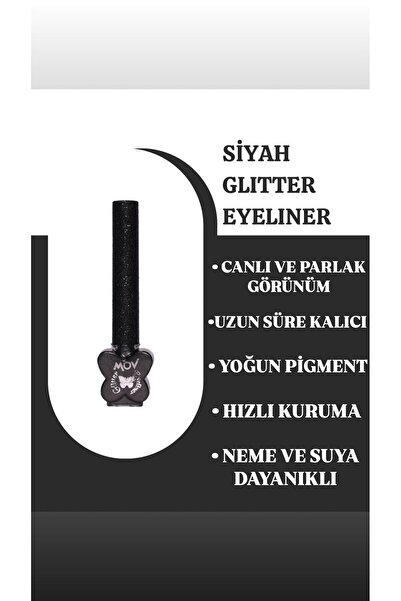 MOV Glitter Eyeliner SİYAH – Uzun Süre Kalıcı Göz Makyajı