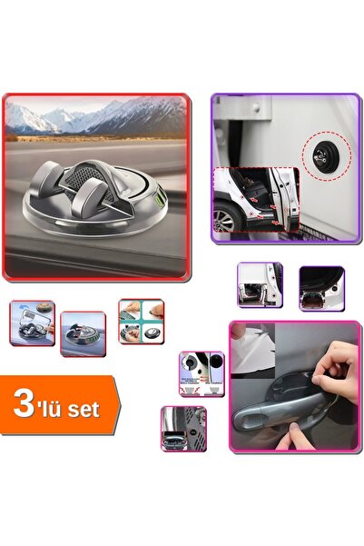 HerEveOyuncak 360° Araç Telefon Tutucu + Araba Kapı Darbe Ses Emici Pad + Kap...