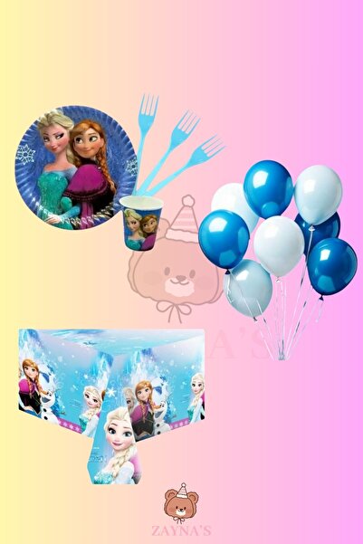 Zayna's Frozen Elsa Themed Birthday Party Set - Girl Elsa Birthday Party Decorations for 32 People
