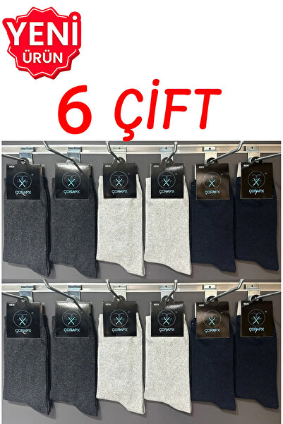 ÇORAPX 6'lı Erkek Renkli Pamuklu Uzun Çorap – Düz, Desensiz, Koku ve Terleme ...