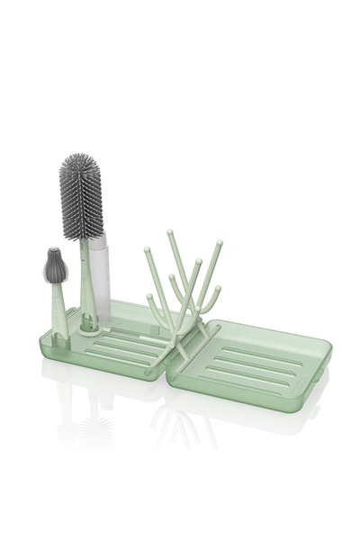 Choice B Travel Bottle Brush Set, Auto-Open Rack & Vertical Brushs Drying Slots, 3 Brushes, Foldable Dryin.