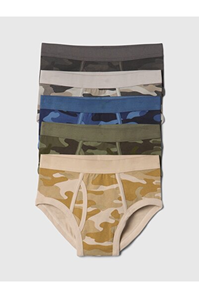 GAP Erkek Çocuk Çok Renkli Organik Pamuk Kamuflaj Desenli 5'li Külot Seti