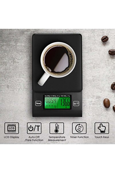 COOYA 2000g/1g Digital Coffee Scale Multifunction with Timer Temperature Probe LCD Display multicolour