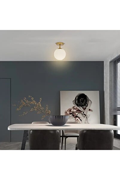 VENON 1 Piece Rica Sconce with White Globe Glass, Aged Metal, Living Room, Kitchen, Living Room, Bedroom, Plafonier Chandelier