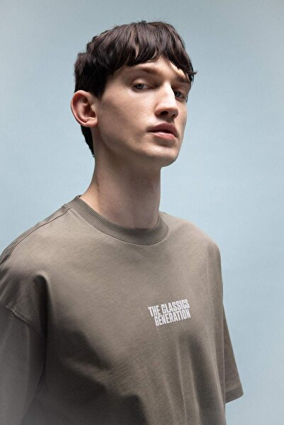 DeFacto Υπερμεγέθη κοντομάνικο μπλουζάκι με λαιμόκοψη με φαρδιά εφαρμογή C3627ax24sp