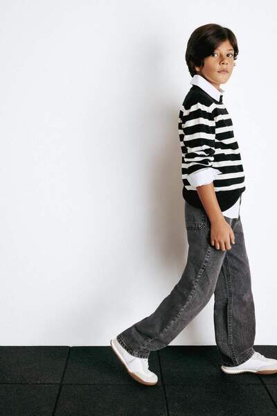 DeFacto Boy's Wide Leg Straight Leg Jeans F0453A825Wn