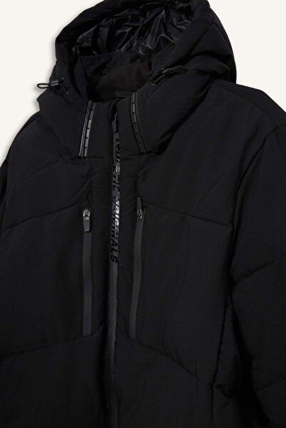 DeFacto DefactoFit Şişme Mont Su İtici Slim Fit Dar Kesim Kapüşonlu Fermuarlı Cepli A3519AX24WN