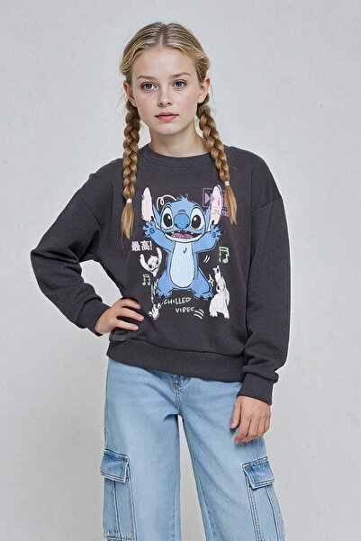 DeFacto Disney Lilo & Stitch Relax Fit Sweatshirt mit Rundhalsausschnitt für Mädchen F3410A825AU