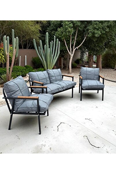 Dekoroom's Zen 2 1 1 Pofuduk Balkon Takımı, Bahçe Mobilyası, Çay Seti, Kafe Oturma Grubu, Teras Koltuk Takımı