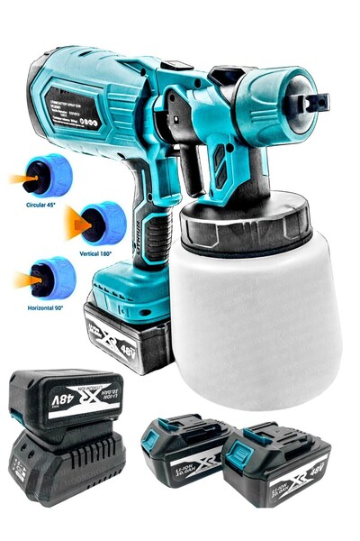 MOONSHOP 48V Çift Akülü Boya Tabancası Püskürtme Ilaçlama Makinası Vernik Ve Her Türlü Püskürtme...