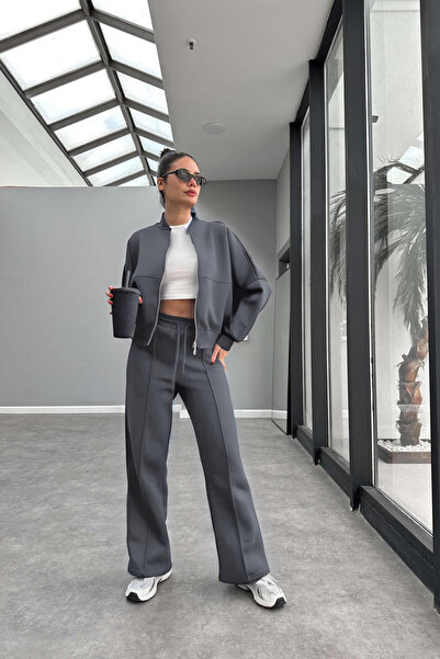 CMZ COLLECTİON Women's Bomber 3 Thread Cardigan Tracksuit Set |   Premium Ove...