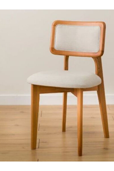 Meser Mobilya ZİON SIRTI KUMAŞ AHŞAP NATUREL MUTFAK SANDALYESİ