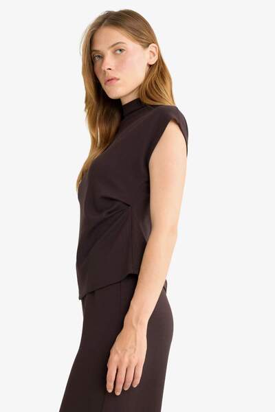 DeFacto Slim Fit Narrow Fit Half Turtleneck Pique Sleeveless Blouse F7760Ax25Au