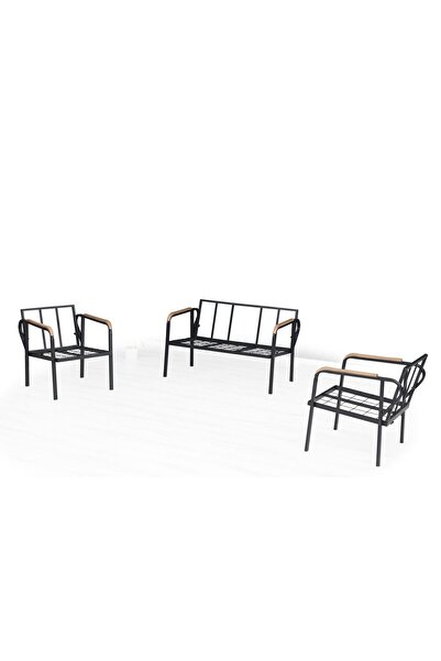 Dekoroom's Zen 2 1 1 Pofuduk Balkon Takımı, Bahçe Mobilyası, Çay Seti, Kafe Oturma Grubu, Teras Koltuk Takımı