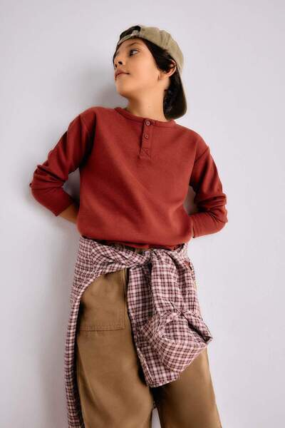 DeFacto Boys' Crew Neck Long Sleeve T-Shirt G1811A825Au