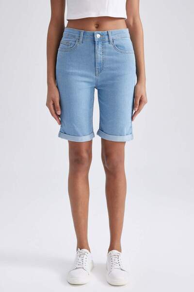 DeFacto Picior pliat - Pantaloni scurți bermude din denim cu talie normală A1958ax23sm