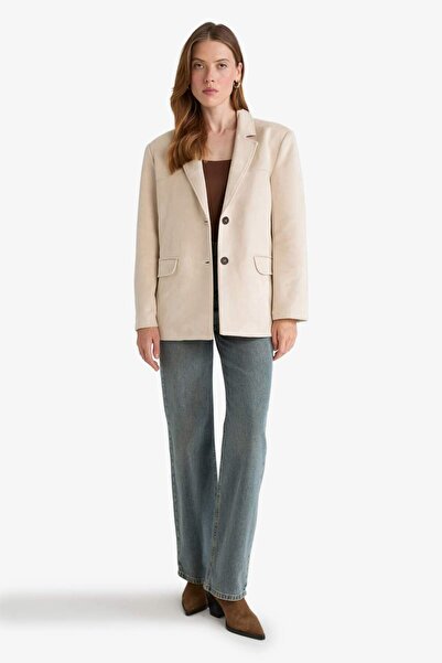 DeFacto Regular Fit Ceket Yaka Süet Blazer Ceket E7236AX25AU
