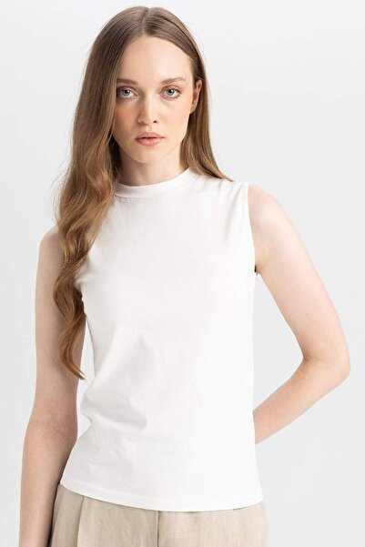 DeFacto Crew Neck Sleeveless Basic Plain T-Shirt Tunic D4894Ax24Wn
