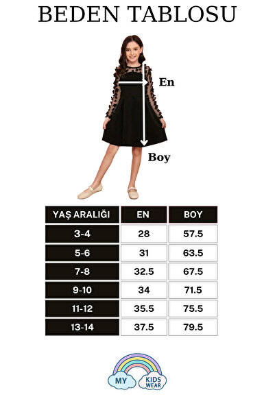 My Kids Wear Tül Detaylı Siyah Elbise 2