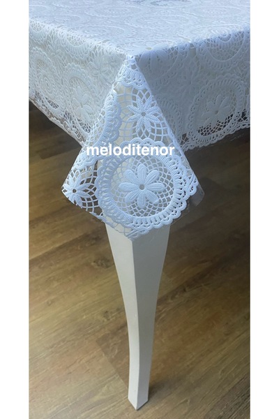 SALMAN Şeffaf kaplama yıldız dantel işleme motifli kaymaz pvc kare muşamba ma...