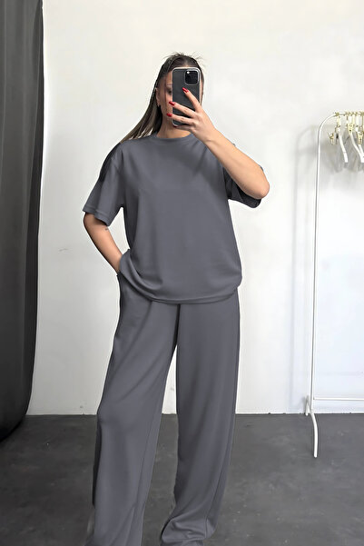 CMZ COLLECTİON Kadın Yüksek Bel Penye Modal Takım – Ispanyol Paça, Yazlık Spor Takım