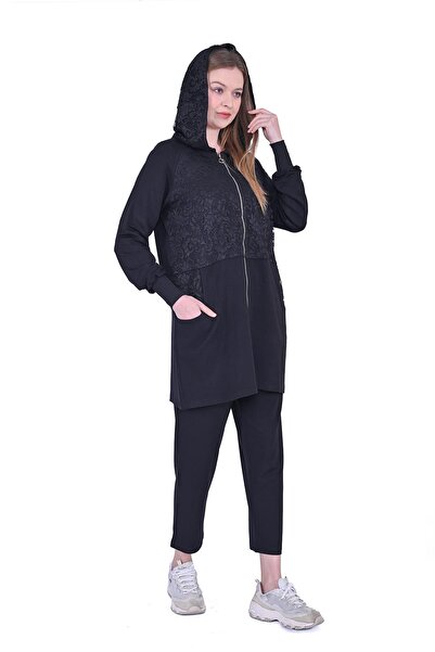 Invee بدلة الدانتيل باللون الأسود