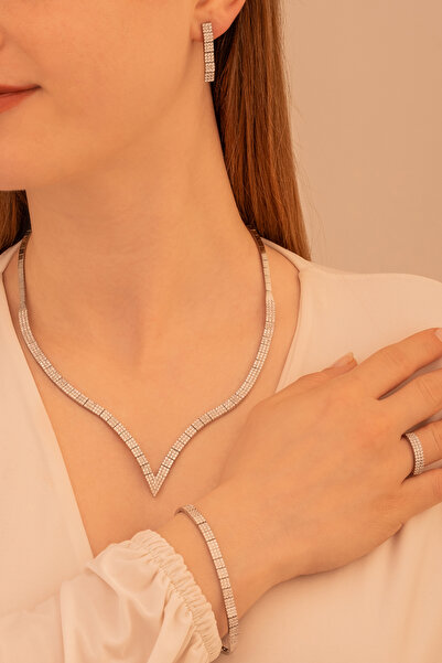 OSMANLI GÜMÜŞ Kadın Gümüş Takı Seti - Paris Su Yolu 925 Ayar Kolye Bileklik Y...