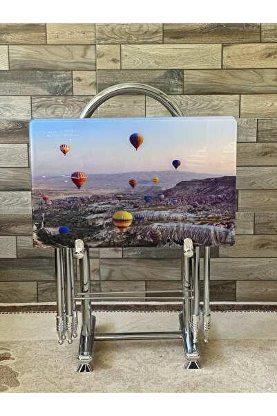 vidalife Çanta Zigon Sehpa, 4'lü Sehpa, Zigon Sehpa, Servis Sehpası, Camlı Se...