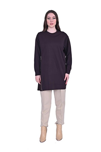 Invee Бавовняна туніка з бічною блискавкою КАВЕ