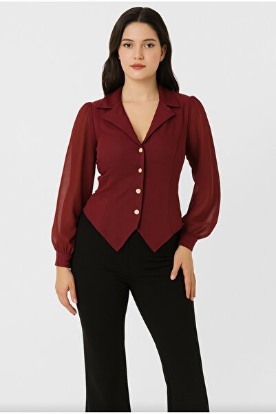 BEYEN Kadın Tül Kol Düğmeli Gömlek