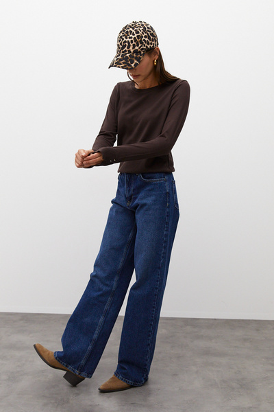 urban focus Crew Neck Sleeve Button Sweater