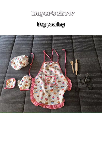 Choice 11 قطعة مريلة وردية للفتيات الصغيرات 4/11 قطعة مجموعة ألعاب المطبخ والطبخ والخبز التظاهرية للأطفال محاكاة باي