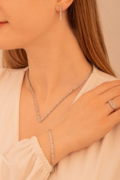 OSMANLI GÜMÜŞ Kadın Gümüş Takı Seti - Sonsuzluk Temalı İnfinity 925 Ayar Koly...