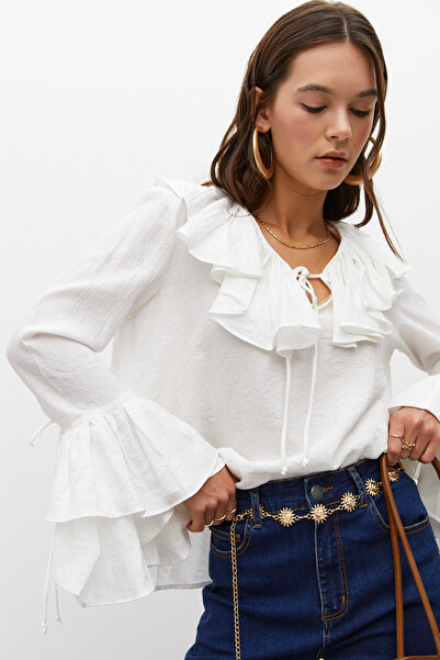 urban focus Ruffled V-Neck Blouse
