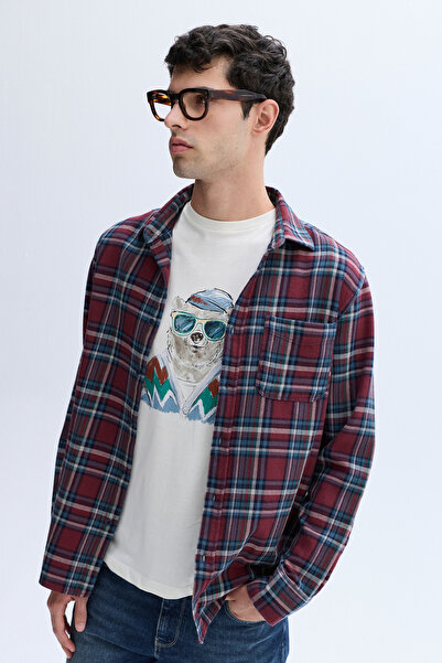 Mudo قميص منقوش بأكمام طويلة