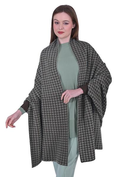 Invee Feather Vest Cape Khaki