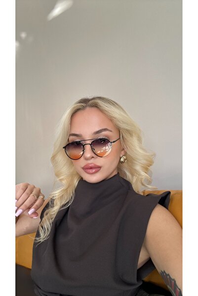 Angel Eyes Drop Design Brown Frame Gradient Glass Unisex Sunglasses