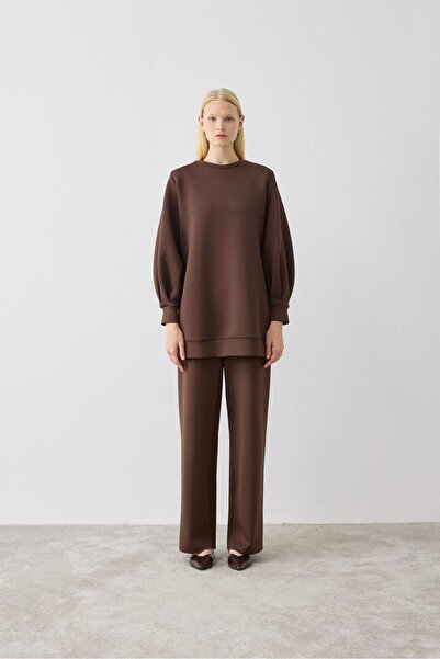 TERZİ DÜKKANI Τουνίκ CAROL SCUBA PUF - Πικρό καφέ