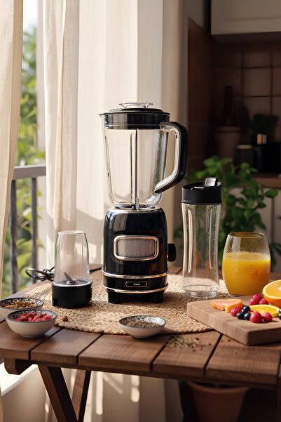 Fressi Kişisel Blender Seti Öğütücülü Smoothie Şişeli Blender 1,0 Litre Blendir Seti FR-BL01 Retroblend