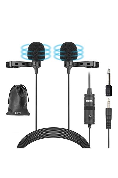 BOYA BY-M1DM Dual Lavalier Microphone for Smartphones, DSLR Cameras, Laptops & Interviews