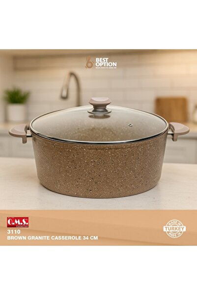 OMS 3110 - 34 CM Brown Granitec Non Stick Casserole