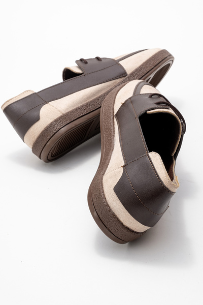 by selvi Lukka Shoes Rosa Erkek Bej Süet Garnili Bağcıklı Loafer Günlük Casual Ayakkabı