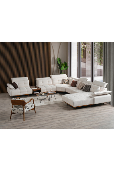 Evondi Hermes Lux Köşe Koltuk 410x410 cm Silinebilir Kumaş 32 DNS 16 cm Sünger Gürgen İskelet